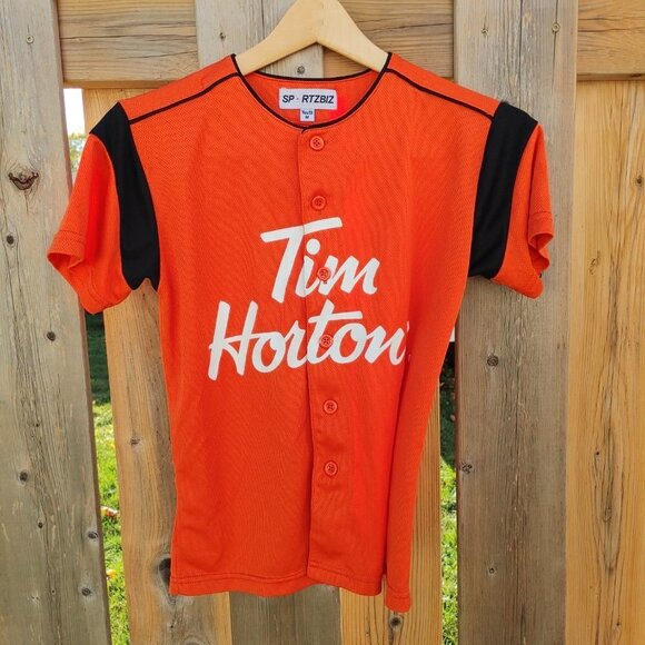 Tim Hortons Timbits Jersey #31 Youth Size Medium Button Up Short Sleeve ORANGE - Picture 5 of 7